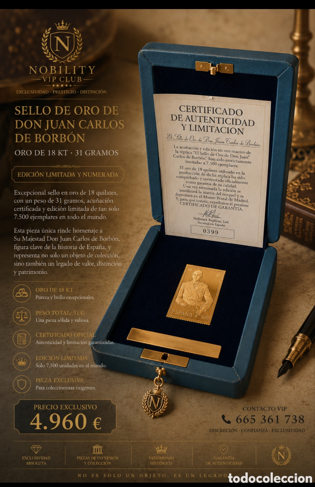 Joyeria: Sello de oro 18 kt Juan Carlos de Borb&oacute;n