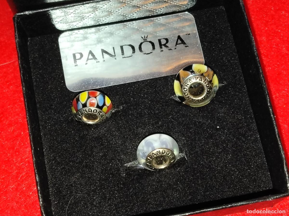 Joalharia: JUEGO DE 3 CHARM DE PANDORA CON DIJE DE PLATA 925 Y CRISTAL DE MURANO PRECIOSO (VINTAGE)