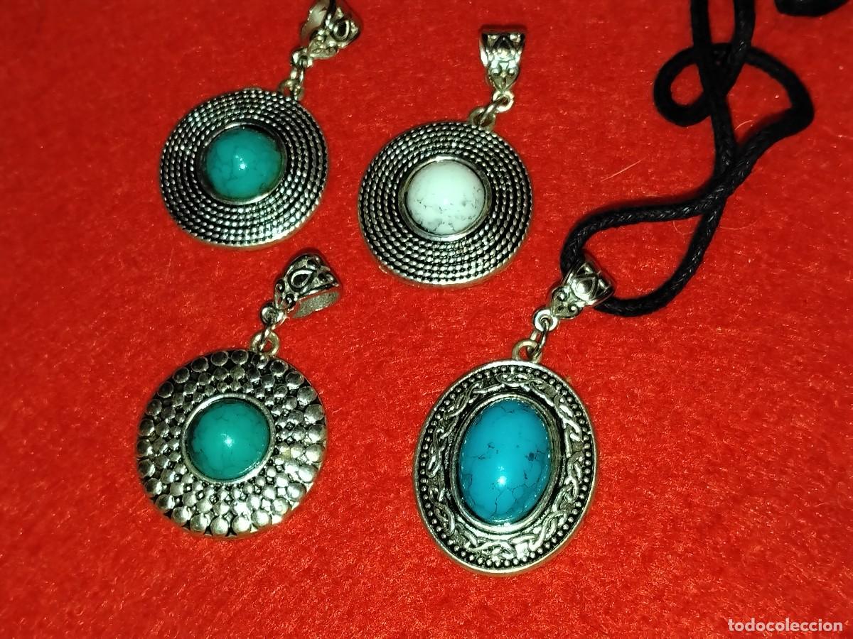 Gioielleria: CONJUNTO DE 4 COLGANTES EN PLATA TIBETANA Y PRECIOSAS PIEDRAS (VINTAGE)