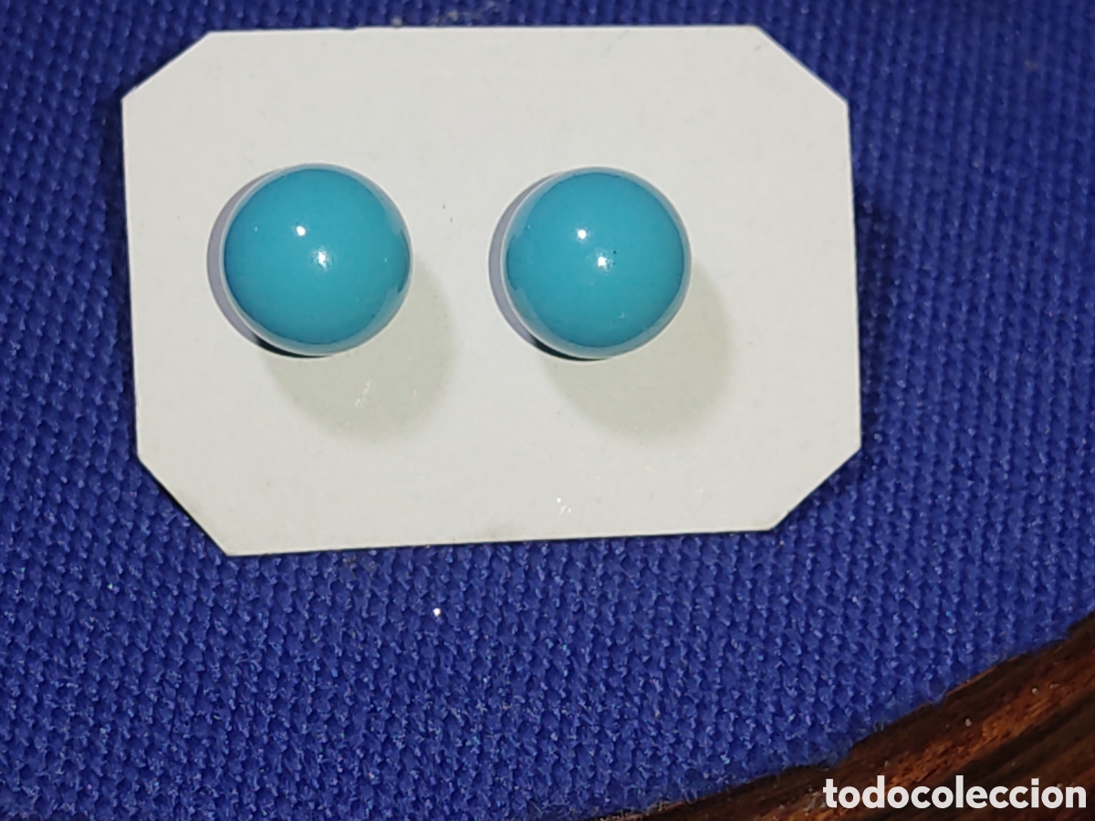 Joyeria: Pendientes perla de cristal de Murano azul celeste,con ba&ntilde;o o placa de oro.Vintage. *F*
