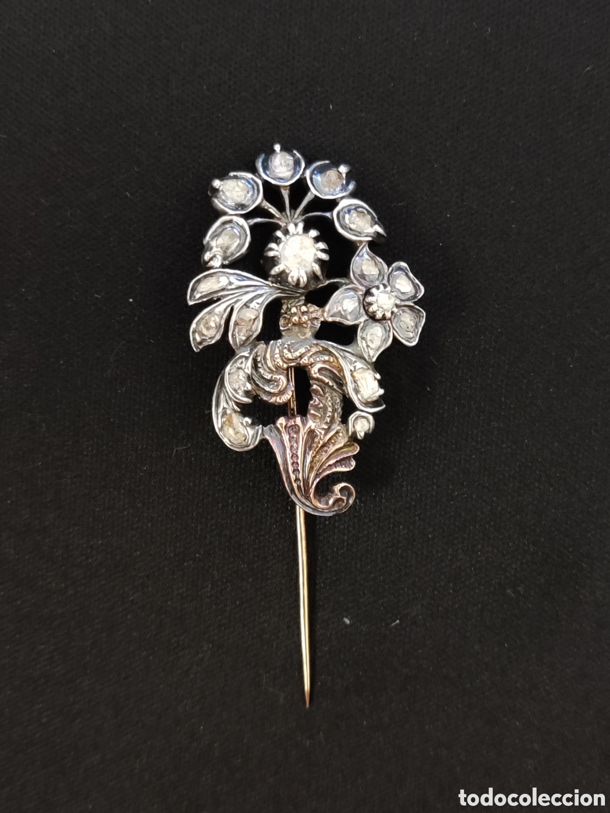 Joyeria: Broche Mallorqu&iacute;n Antiguo. Oro 18K. Plata. Diamantes. Siglo XIX. Original. Mallorca. Joya.