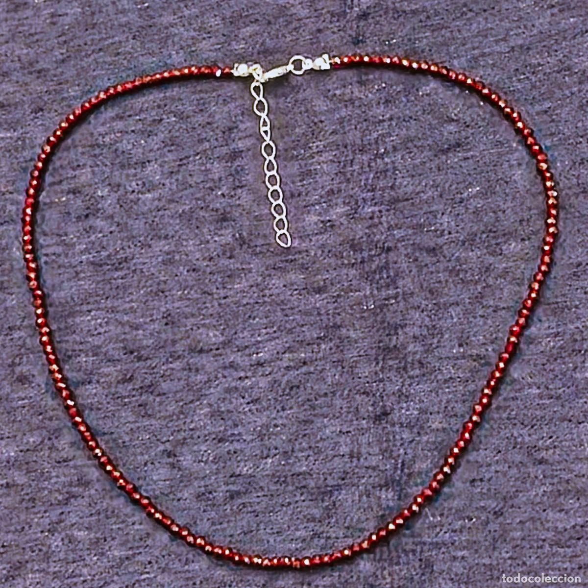 Joaillerie: GARGANTILLA DE GRANATE FACETADO MM CON ALPACA PLATEADA.MED. 43-47 CMS