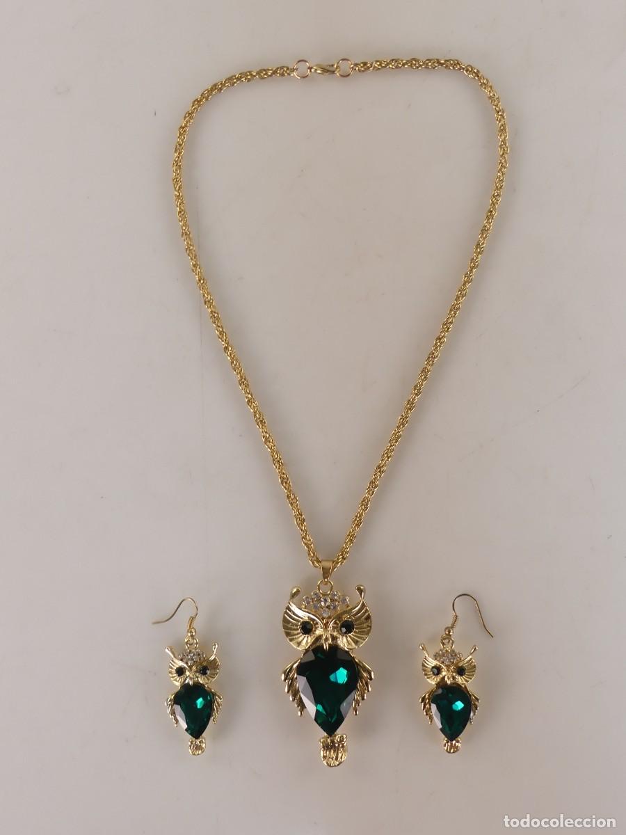 Joaillerie: JUEGO DE CADENA CON COLGANTE Y PENDIENTES BUHOS METAL Y PIEDRAS