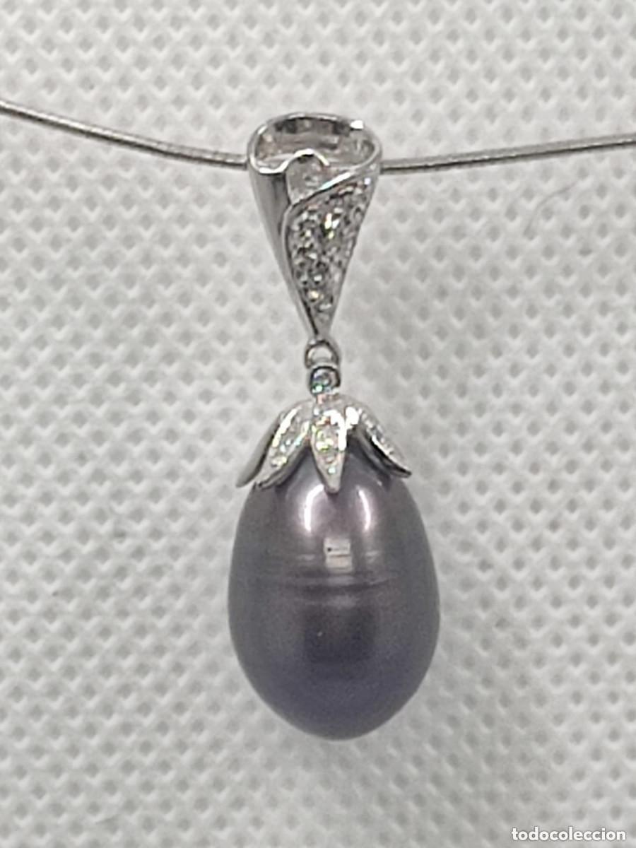 Schmuck: Colgante oro, diamantes naturales y perla de Tahit&iacute;