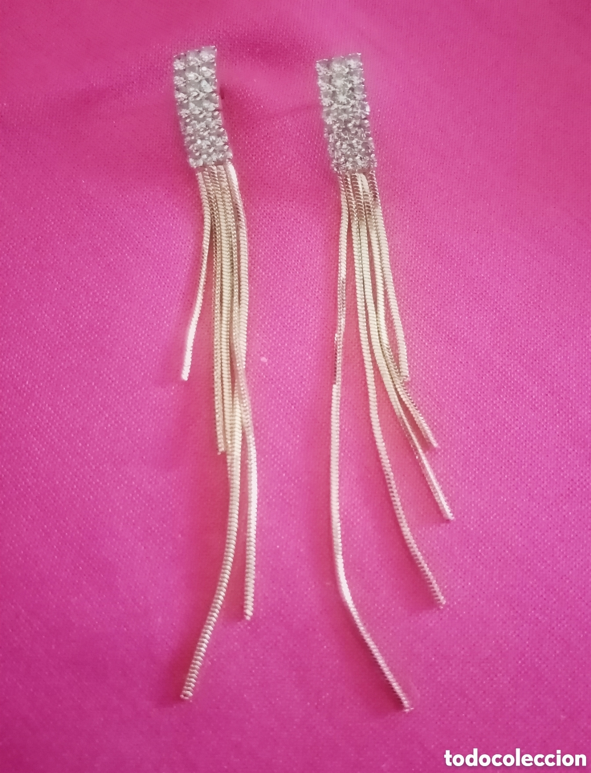 Joyeria: Originales pendientes largos cascada dorados con brillantitos. 6cm (el m&aacute;s largo). Muy bonitos