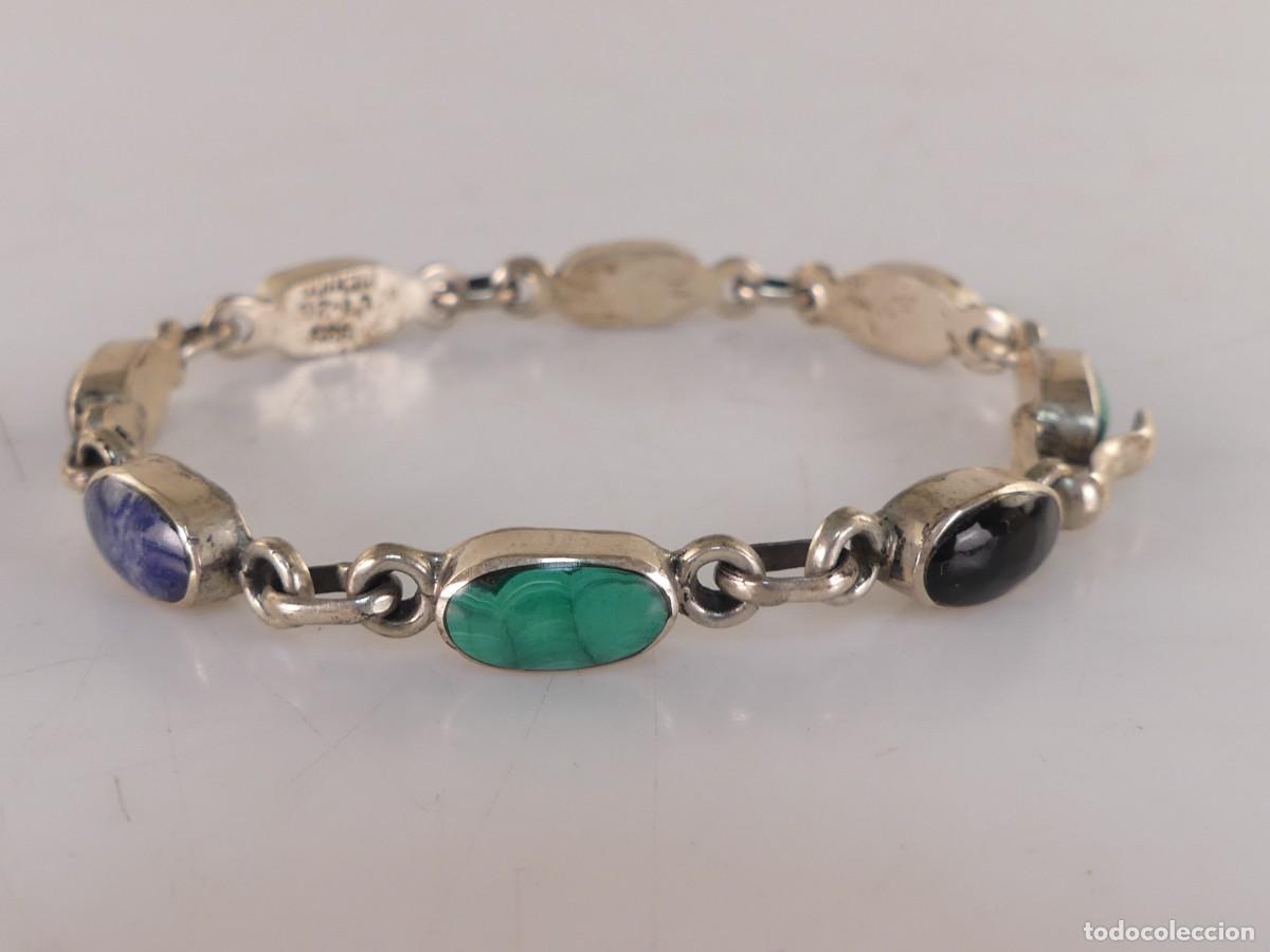 Joyeria: PRECIOSA PULSERA DE PLATA ANTIGUA Y PIEDRAS PESO TOTAL 17,82 GRAMOS.