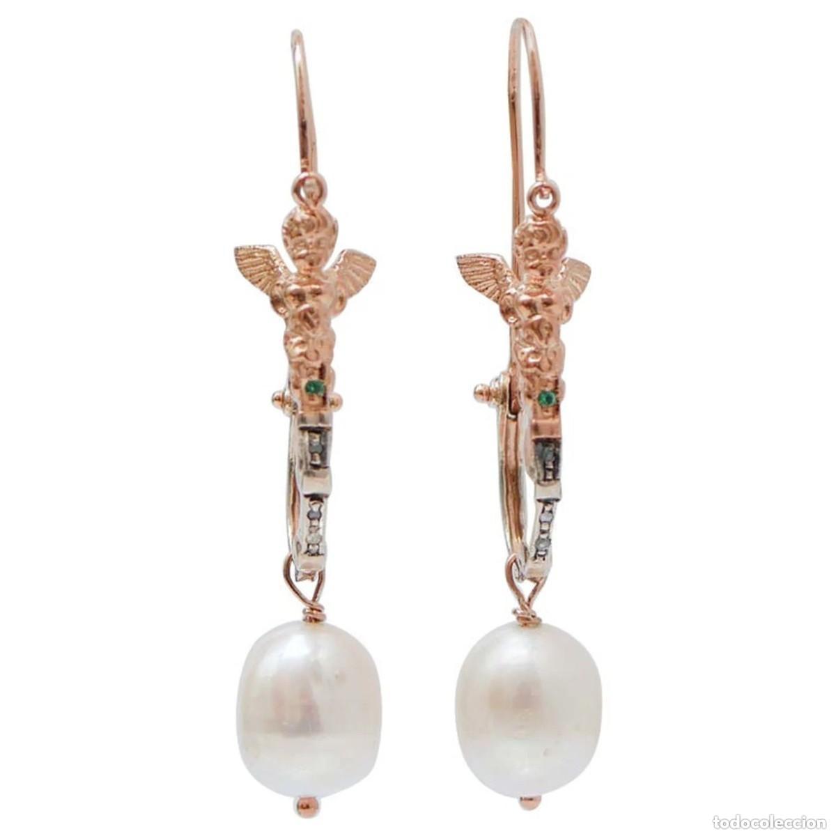 Joyeria: Pendientes de ORO, perlas, tsavorita y diamantes