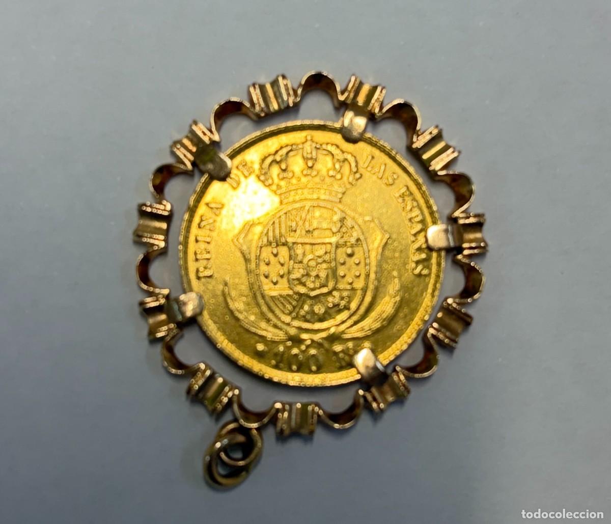 Joyeria: COLGANTE ANTIGUO MONEDA ISABEL II 1862 100 REALES