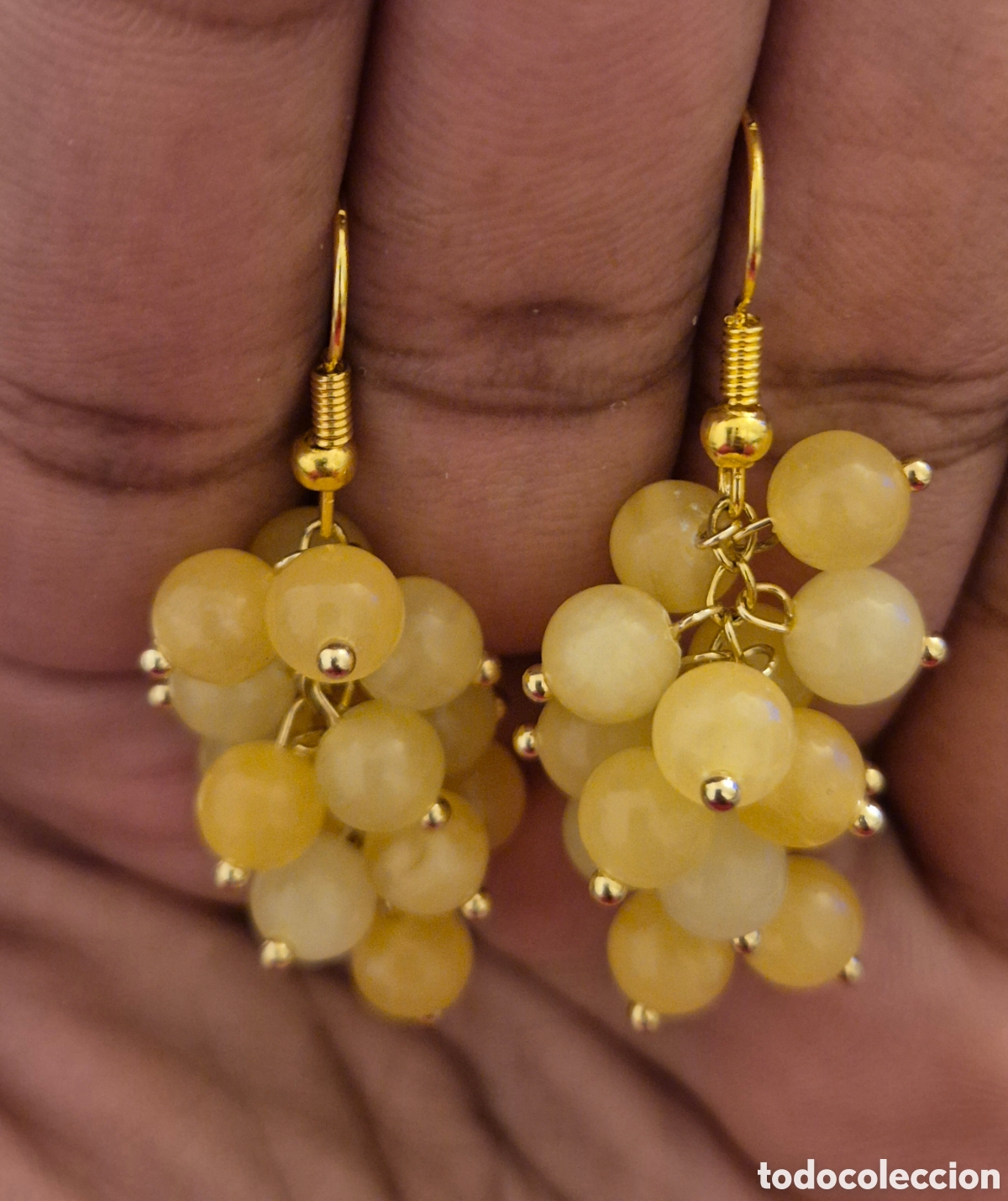 Joyeria: Pendientes artesanos racimo amarillo - Foto 3