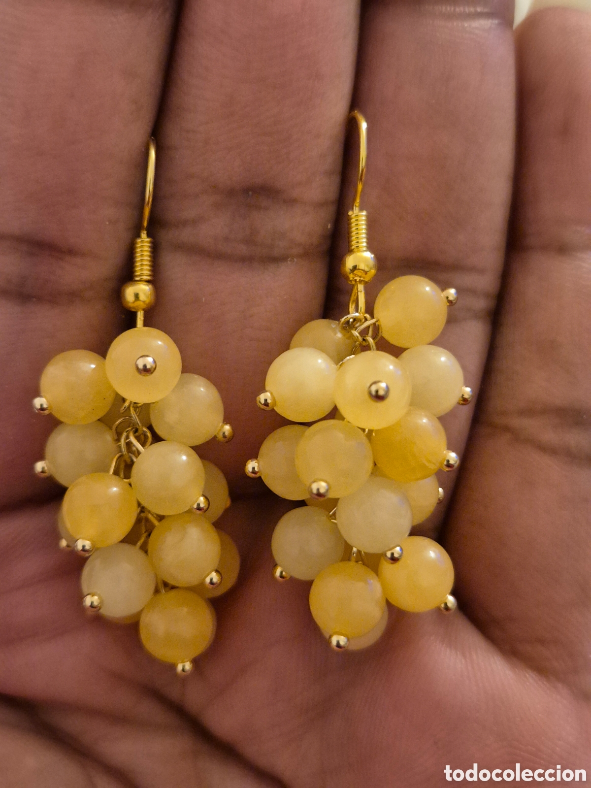 Joyeria: Pendientes artesanos racimo amarillo