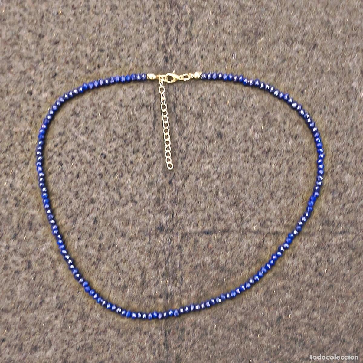 Joyeria: GARGANTILLA DE LAPISLAZULI NATURAL O SWAROSKI ??? FACETADO MM ALPACA PLATEADA.MED. 42-47 CMS