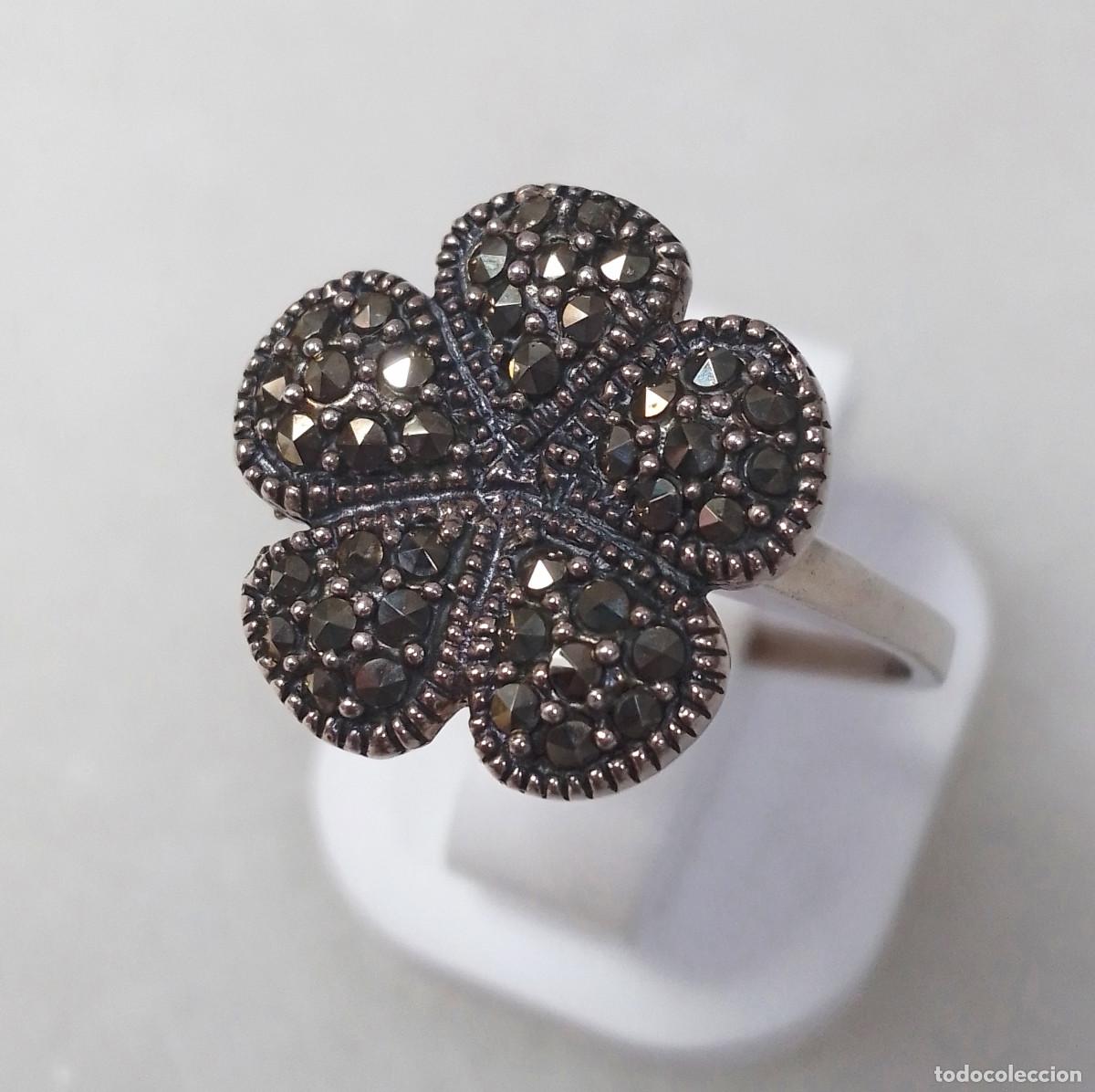 Joyeria: Anillo vintage de plata de ley con marquesitas - Talla 23