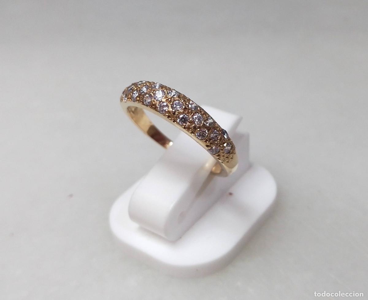 Joyeria: Anillo vintage de plata de ley ba&ntilde;ado en oro con circonitas color amatista - Talla 14