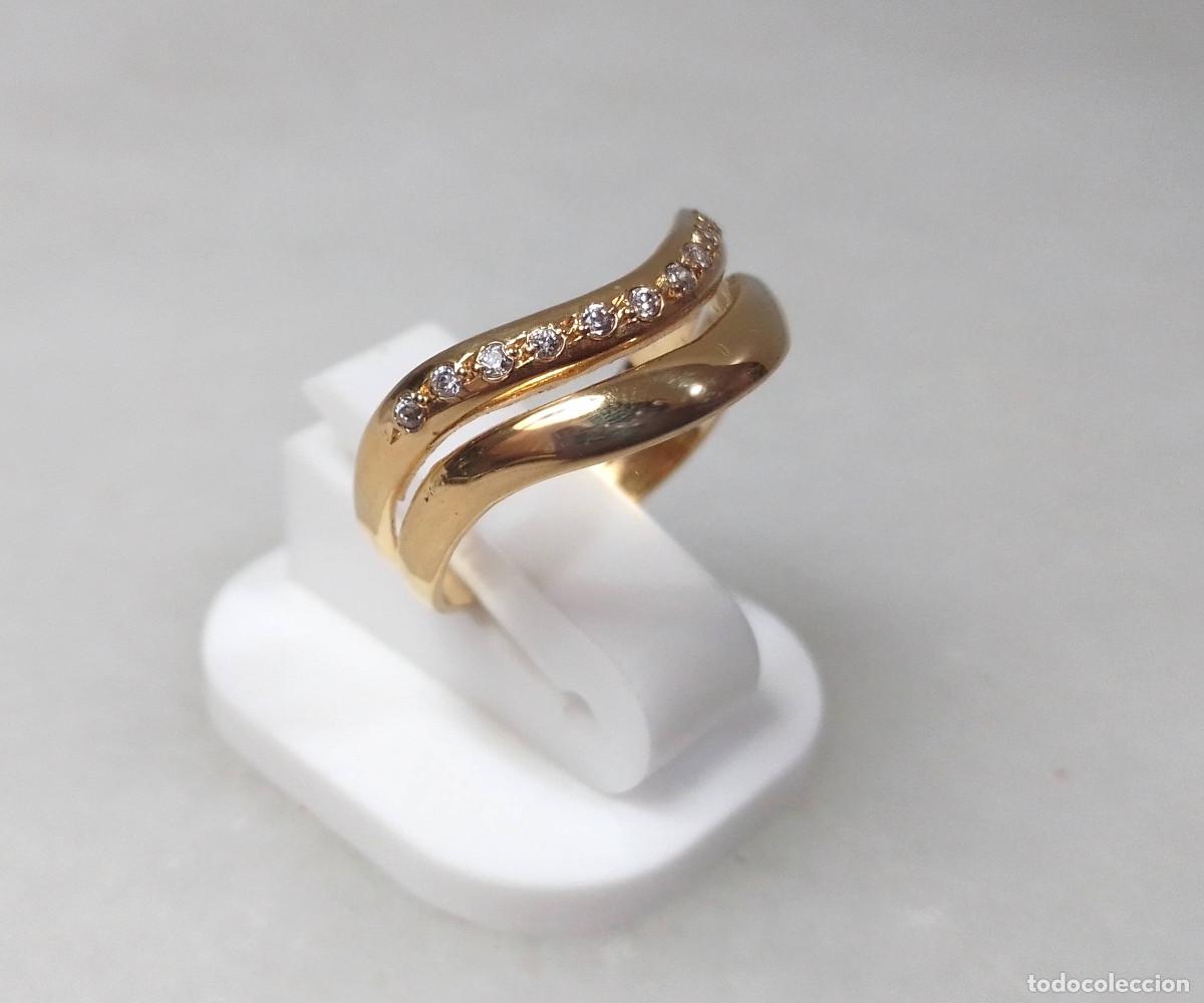 Joyeria: Anillo vintage de plata de ley ba&ntilde;ado en oro con circonitas - Talla 14