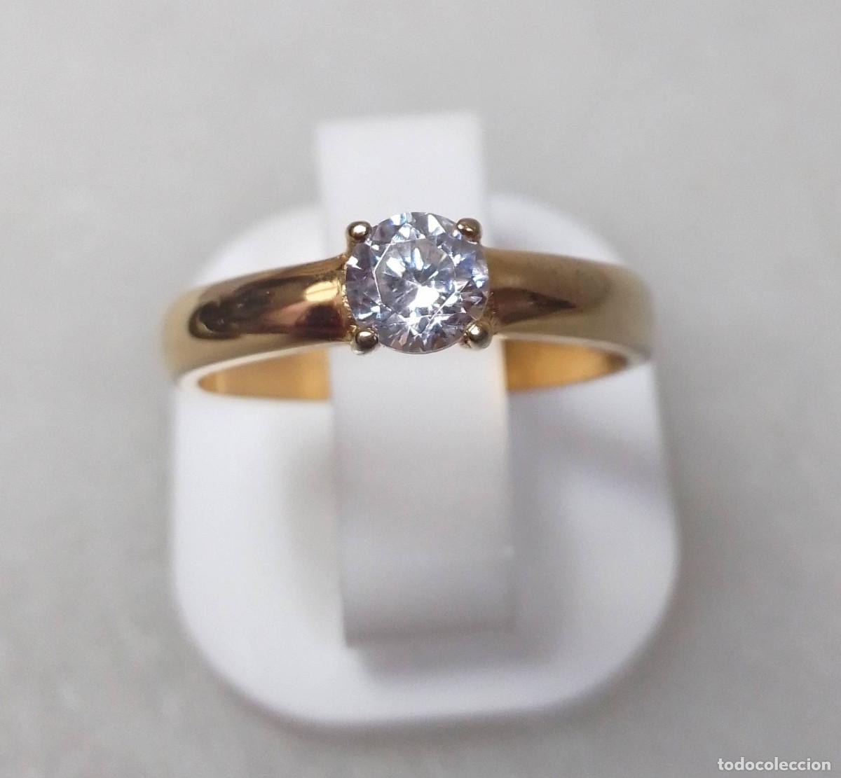 Joyeria: Anillo vintage de plata de ley ba&ntilde;ado en oro con circonita - Talla 15