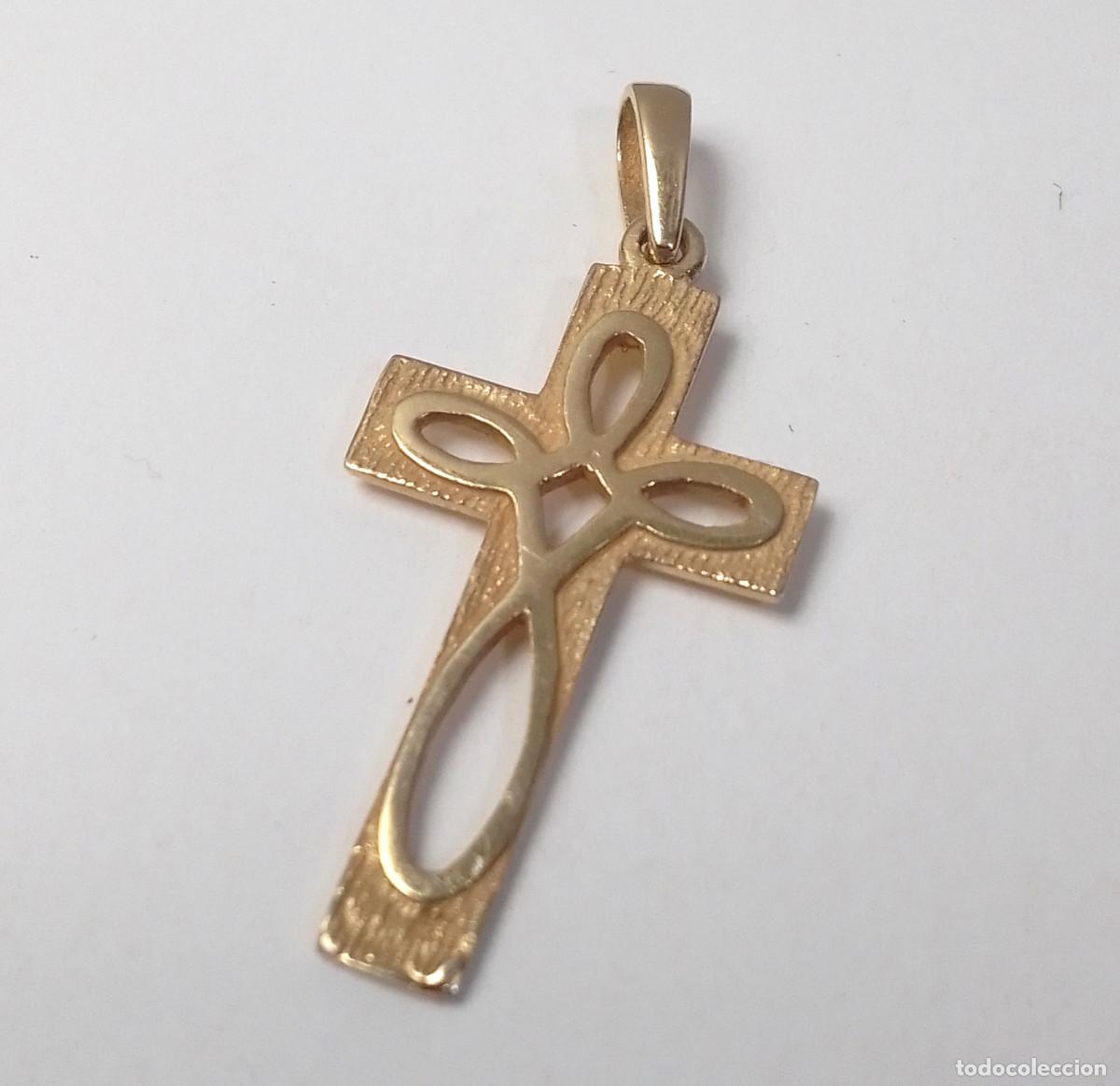 Joyeria: Cruz de plata de ley ba&ntilde;ada en oro - Foto 1