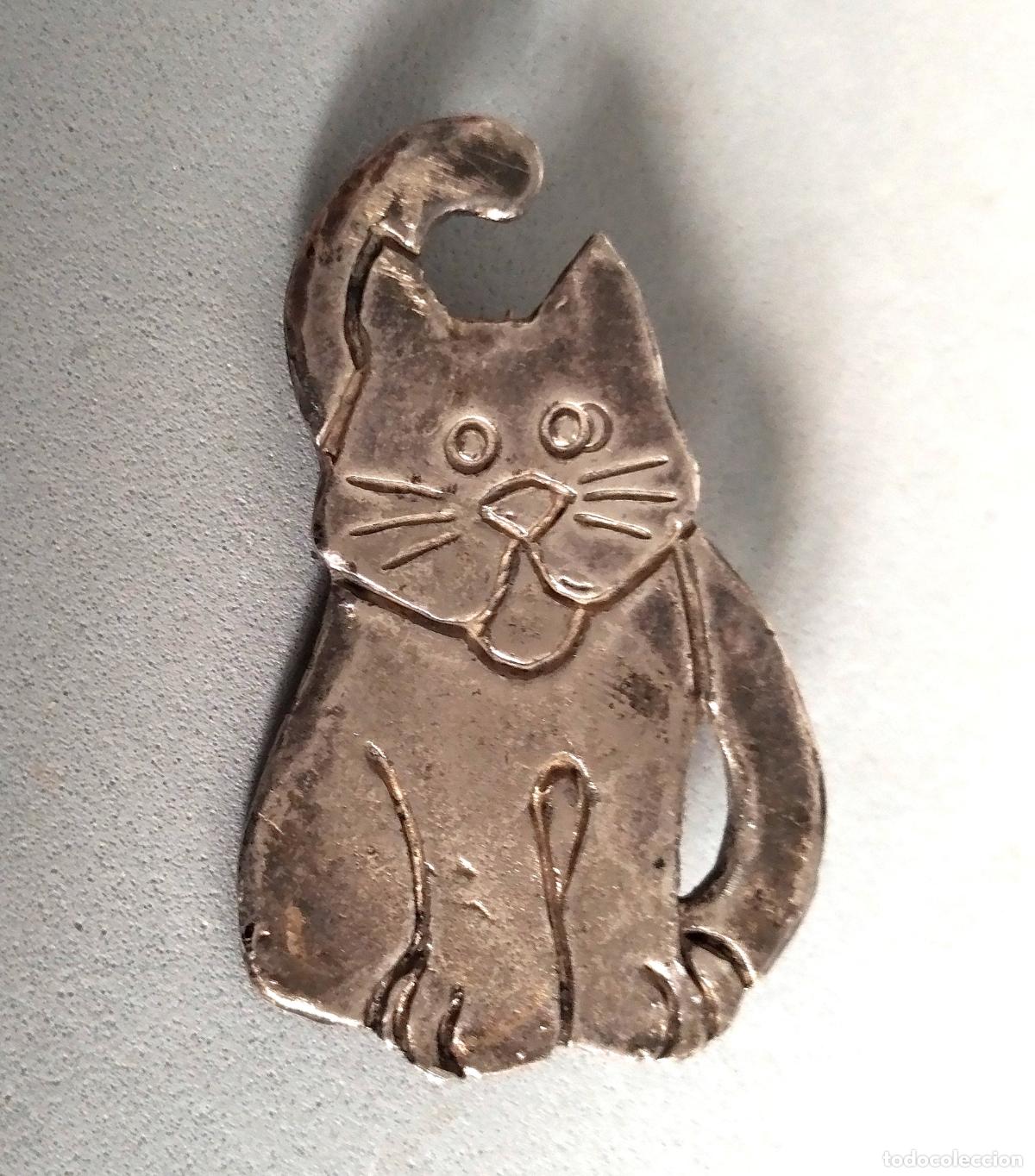 Joyeria: Broche plateado, de Jacky de G Par&iacute;s. Gato. - Foto 2