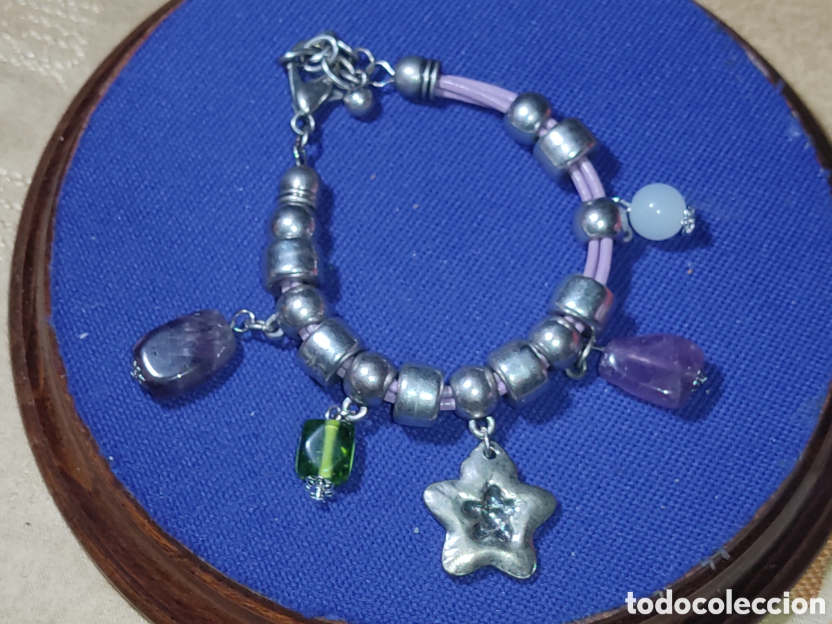 Joyeria: Pulsera vintage con abalorios cristal de Murano y amatista.