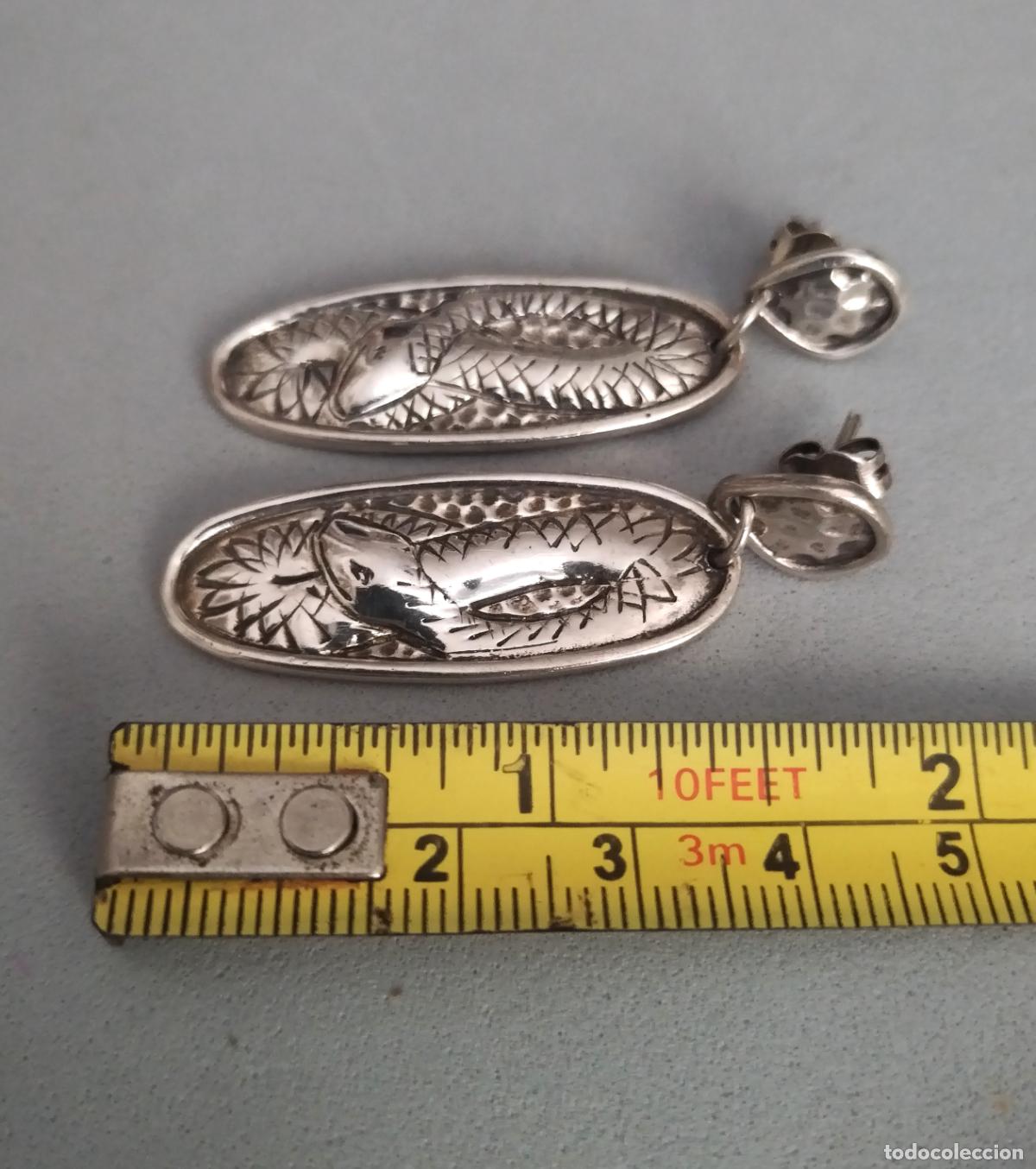 Joyeria: Pendientes largos, de plata de ley con serpiente. Cierre de presi&oacute;n. - Foto 2