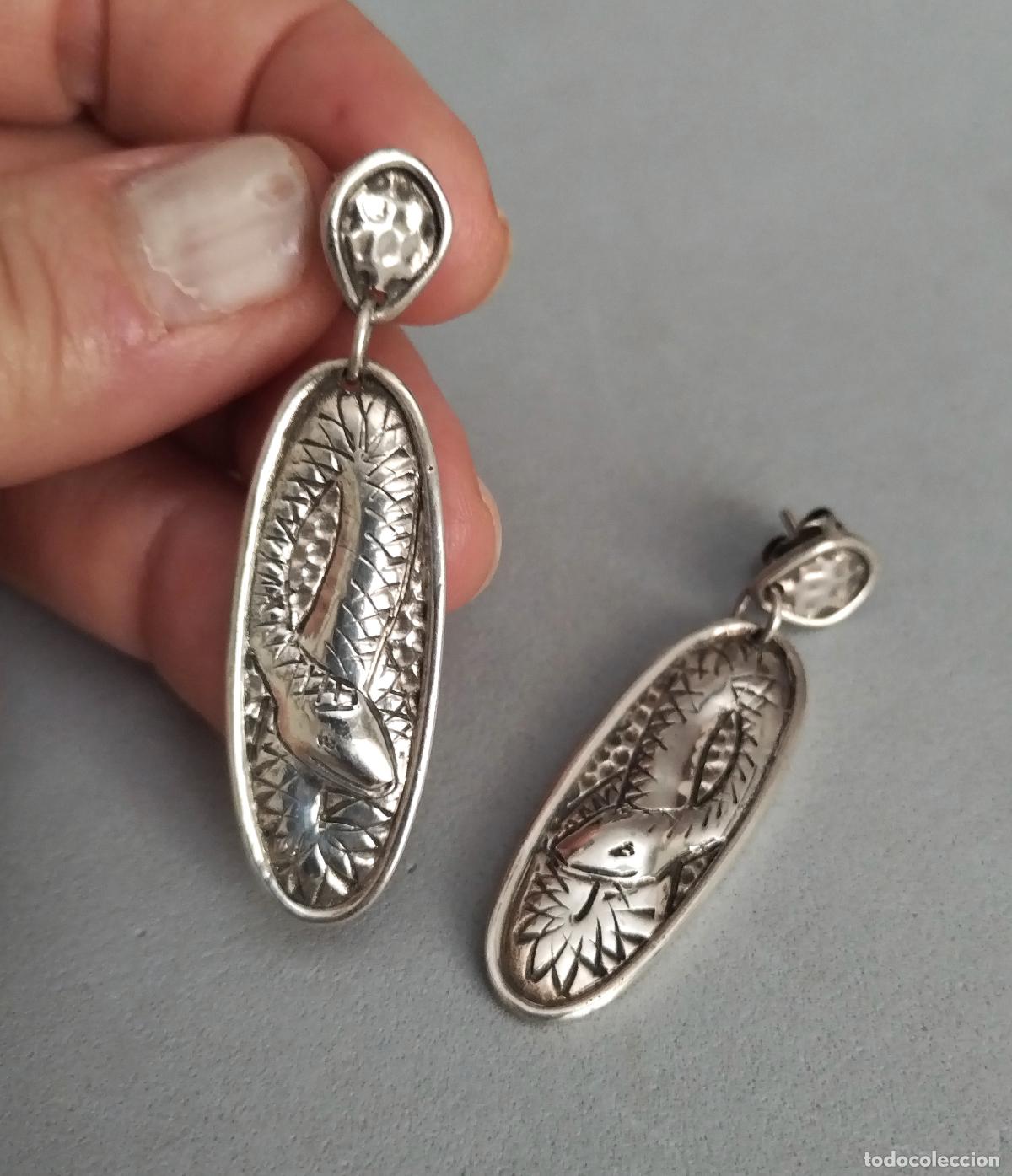 Joyeria: Pendientes largos, de plata de ley con serpiente. Cierre de presi&oacute;n. - Foto 3