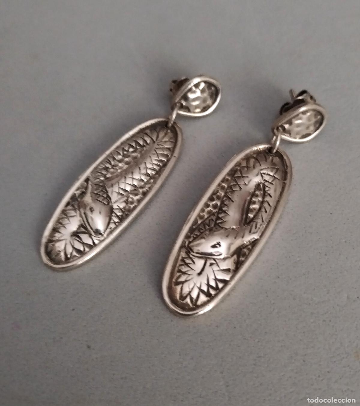 Joyeria: Pendientes largos, de plata de ley con serpiente. Cierre de presi&oacute;n. - Foto 4