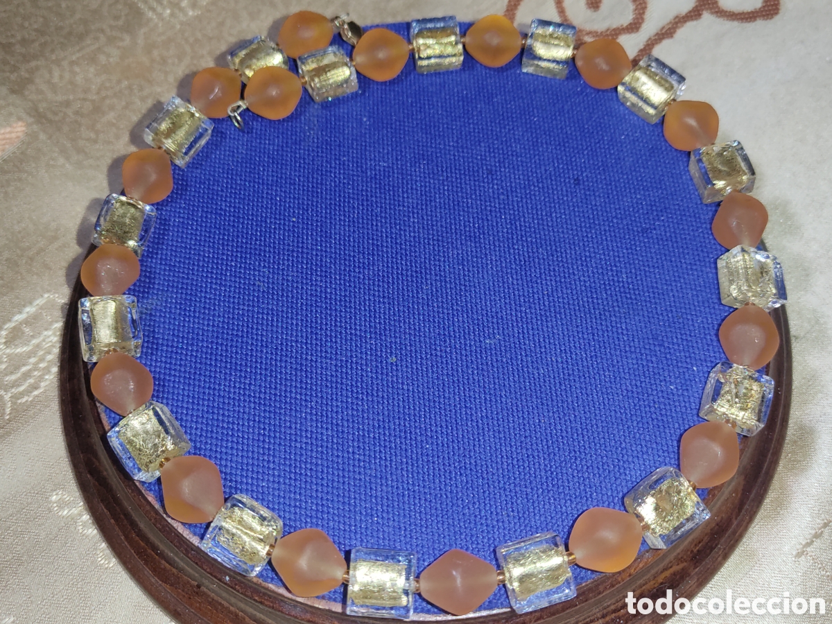 Joaillerie: Collar de piezas de cristal de Murano,hilo de sirga acerada.Vintage.