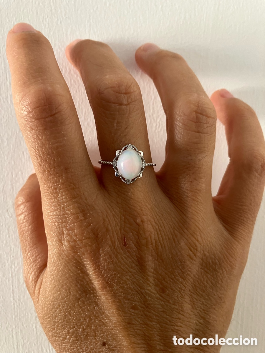 Schmuck: Anillo Con &Oacute;palo De Et&iacute;ope Plata 925m Ba&ntilde;o De Oro