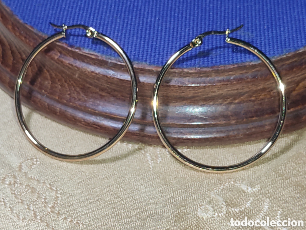 Joyeria: Pendientes aros dorados de 40mm de di&aacute;metro.Nuevos.
