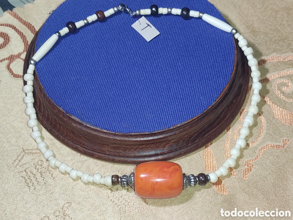 Gioielleria: Collar &eacute;tnico de hueso y cuenta de baquelita.Vintage *T*