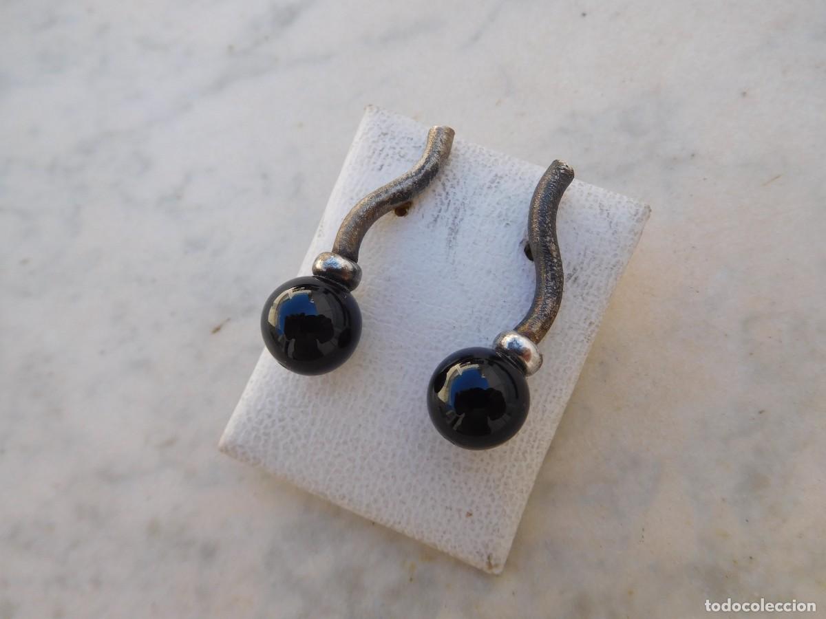 Joyeria: Pendientes de dise&ntilde;o en plata y onix sin estrenar - Foto 2