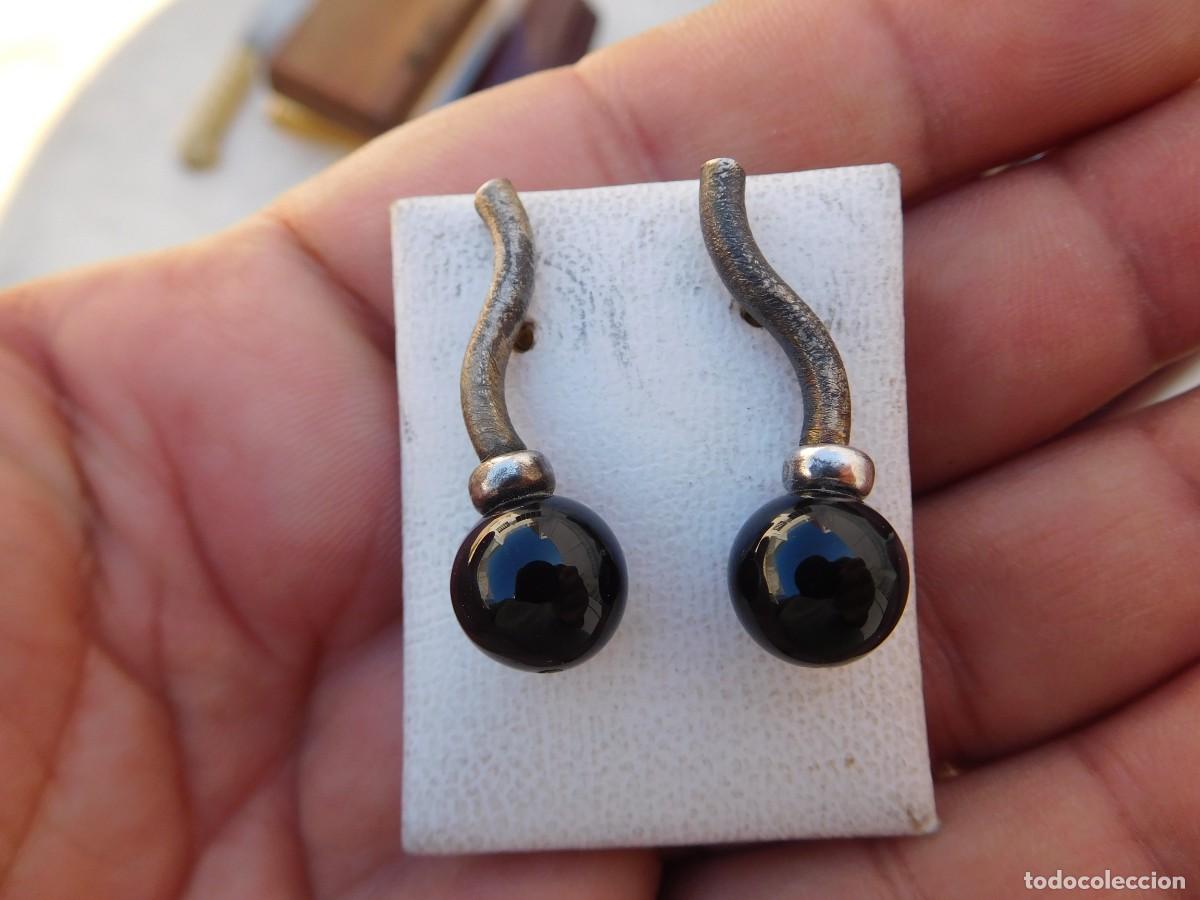 Joyeria: Pendientes de dise&ntilde;o en plata y onix sin estrenar - Foto 3