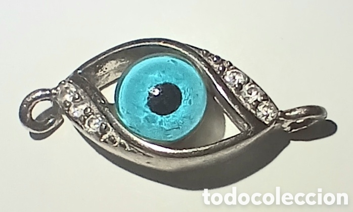 Joyeria: Colgante Conector Ojo Turco amuleto de Plata de Ley 925 y Circonitas, mal de ojos.