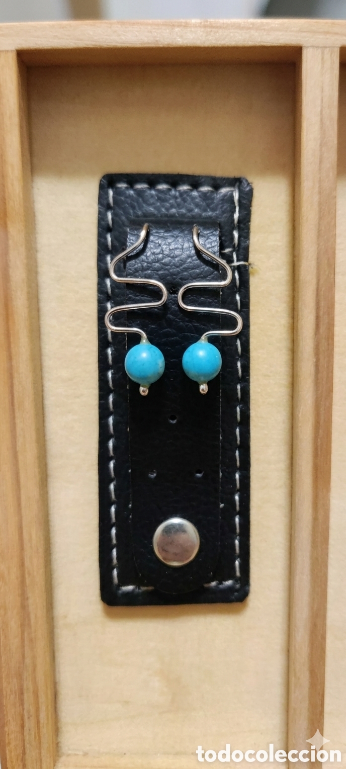 Joyeria: Pendientes de oro blanco y turquesas