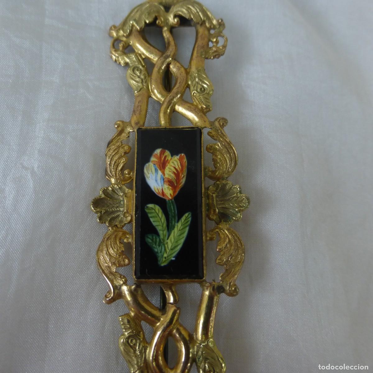 Joyeria: RARO GEORGIANO BROCHE PINCHBECK ONIX TULIPAN Y SERPIENTES S. XIX RARE GEORGIAN BROOCH TULIP & SNAKE