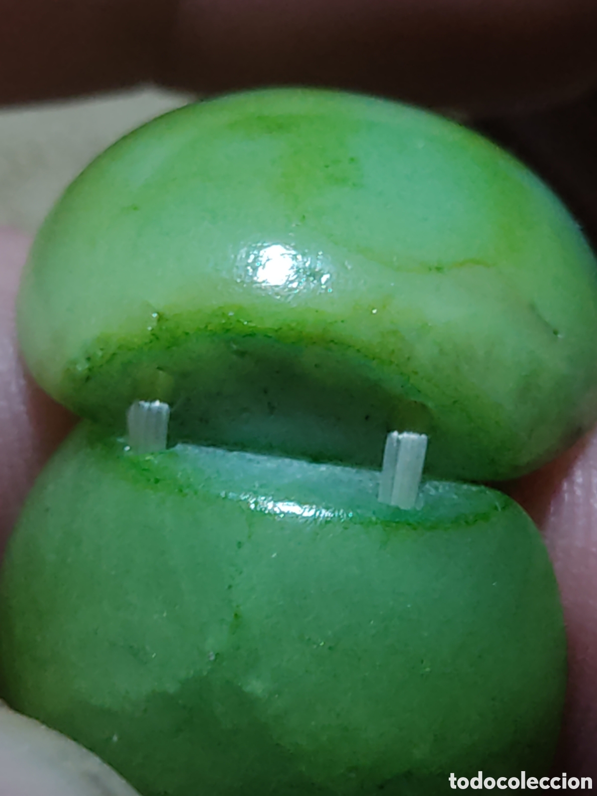 Joyeria: Pulsera de piezas de cristal imitando a jade verde. - Foto 2