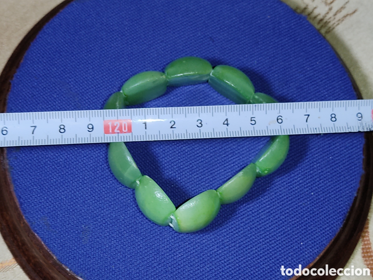 Joyeria: Pulsera de piezas de cristal imitando a jade verde. - Foto 7