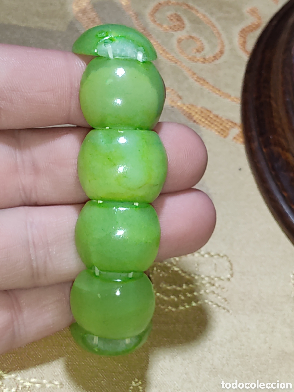 Joyeria: Pulsera de piezas de cristal imitando a jade verde. - Foto 8