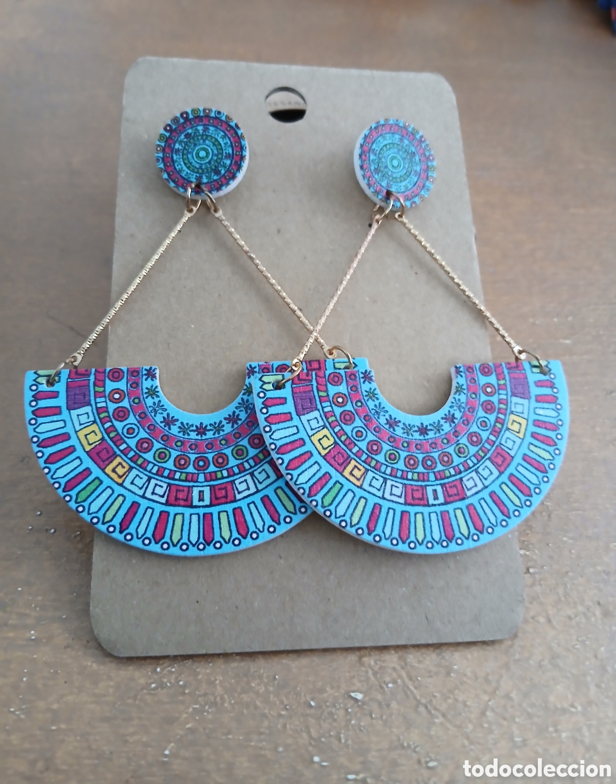 Joyeria: Pendientes &eacute;tnicos grandes y ligeros multicolor