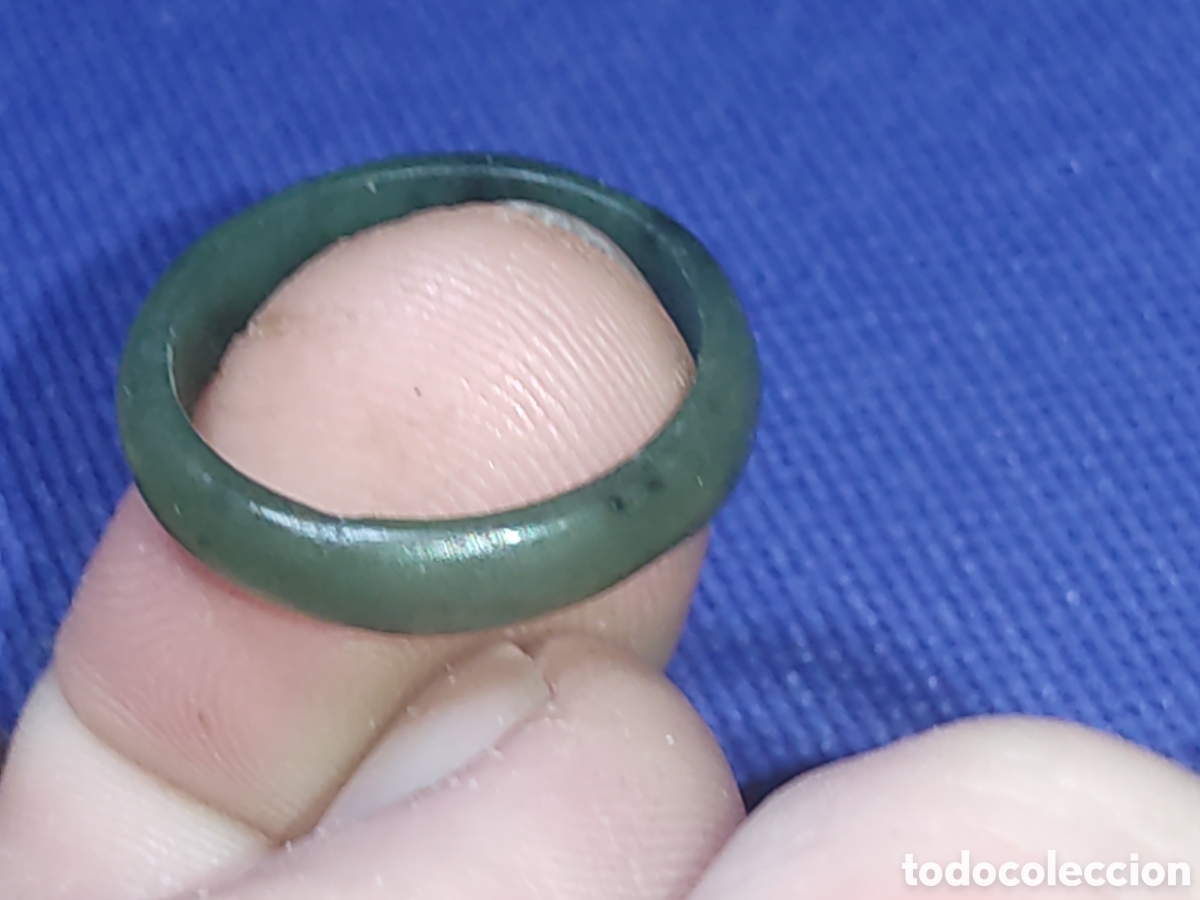 Joyeria: Antiguo anillo de jade verde. - Foto 2