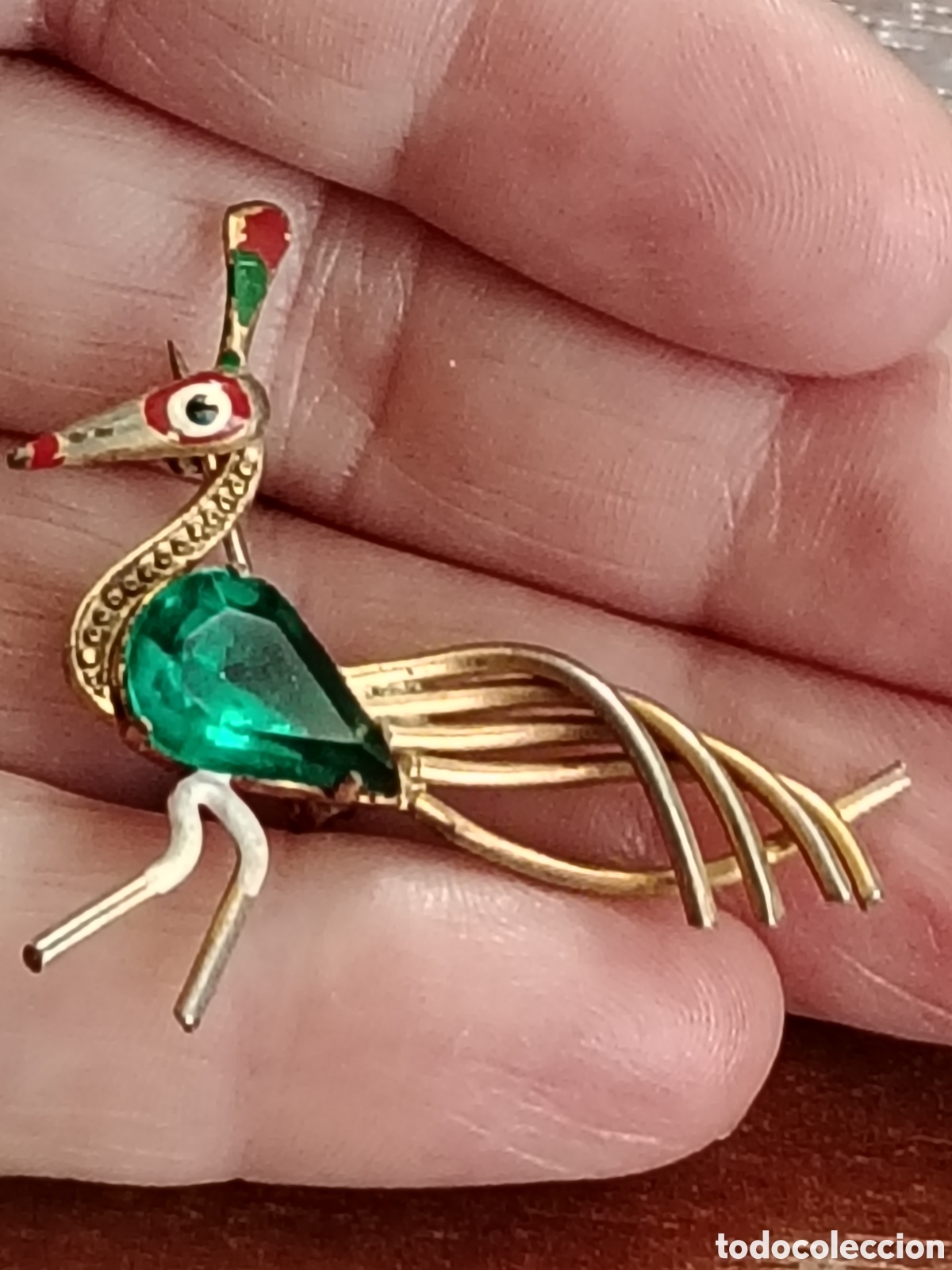 Joyeria: Antiguo broche de bisuteria de p&aacute;jaro - Foto 1