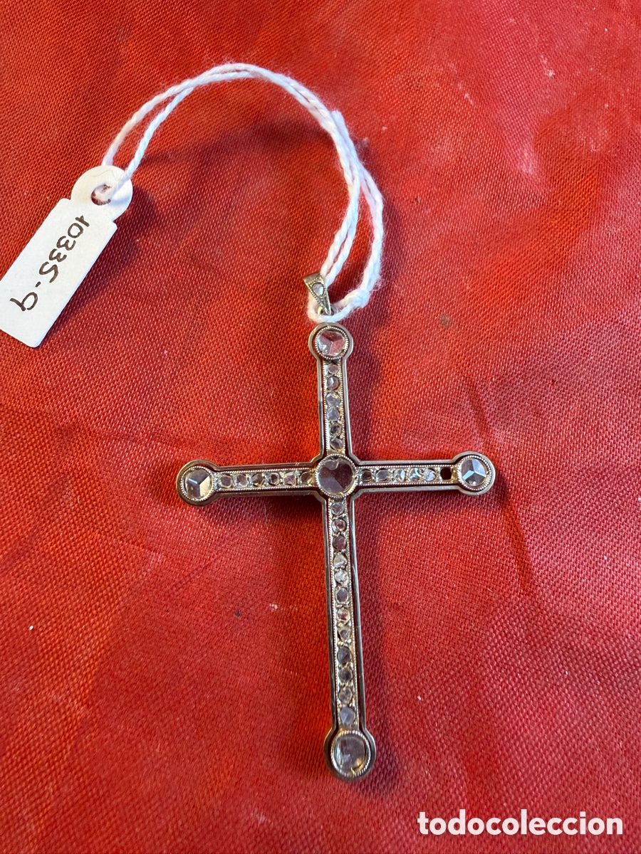 Joyeria: Cruz colgante s.XIX de diamantes talla tabla y rosa