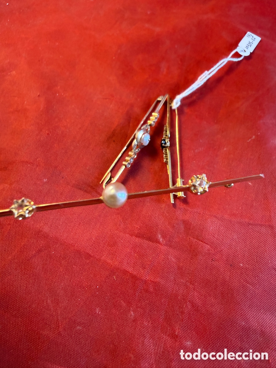 Joyeria: Conjunto de tres broches-alfiler de pp SXX en oro - Foto 2