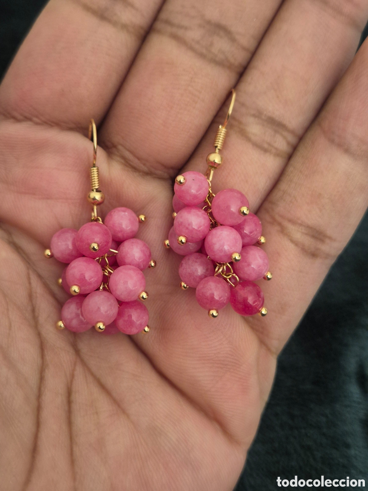 Joyeria: Pendientes artesanos dise&ntilde;o racimo rosa