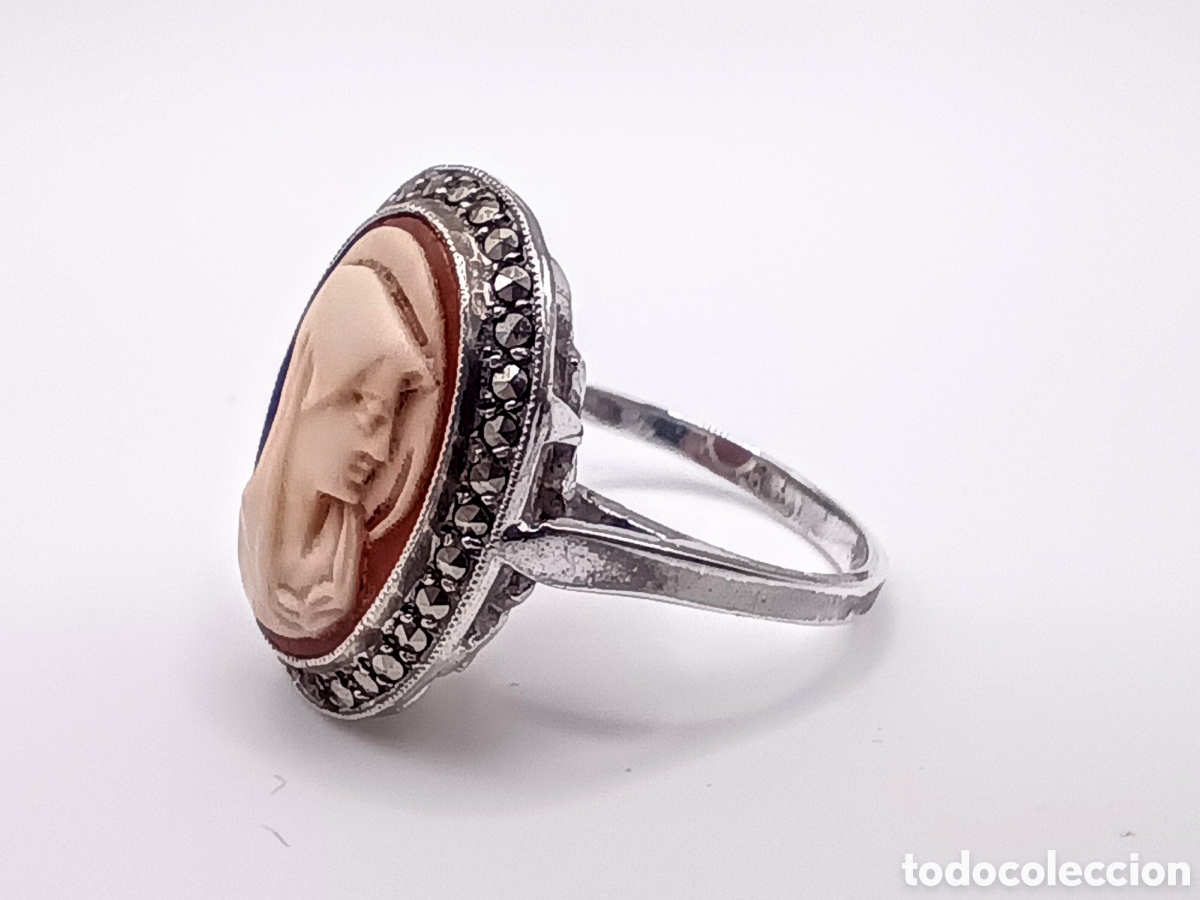 Joyeria: Camafeo anillo de la Virgen en Plata y Marcassitas - Foto 2
