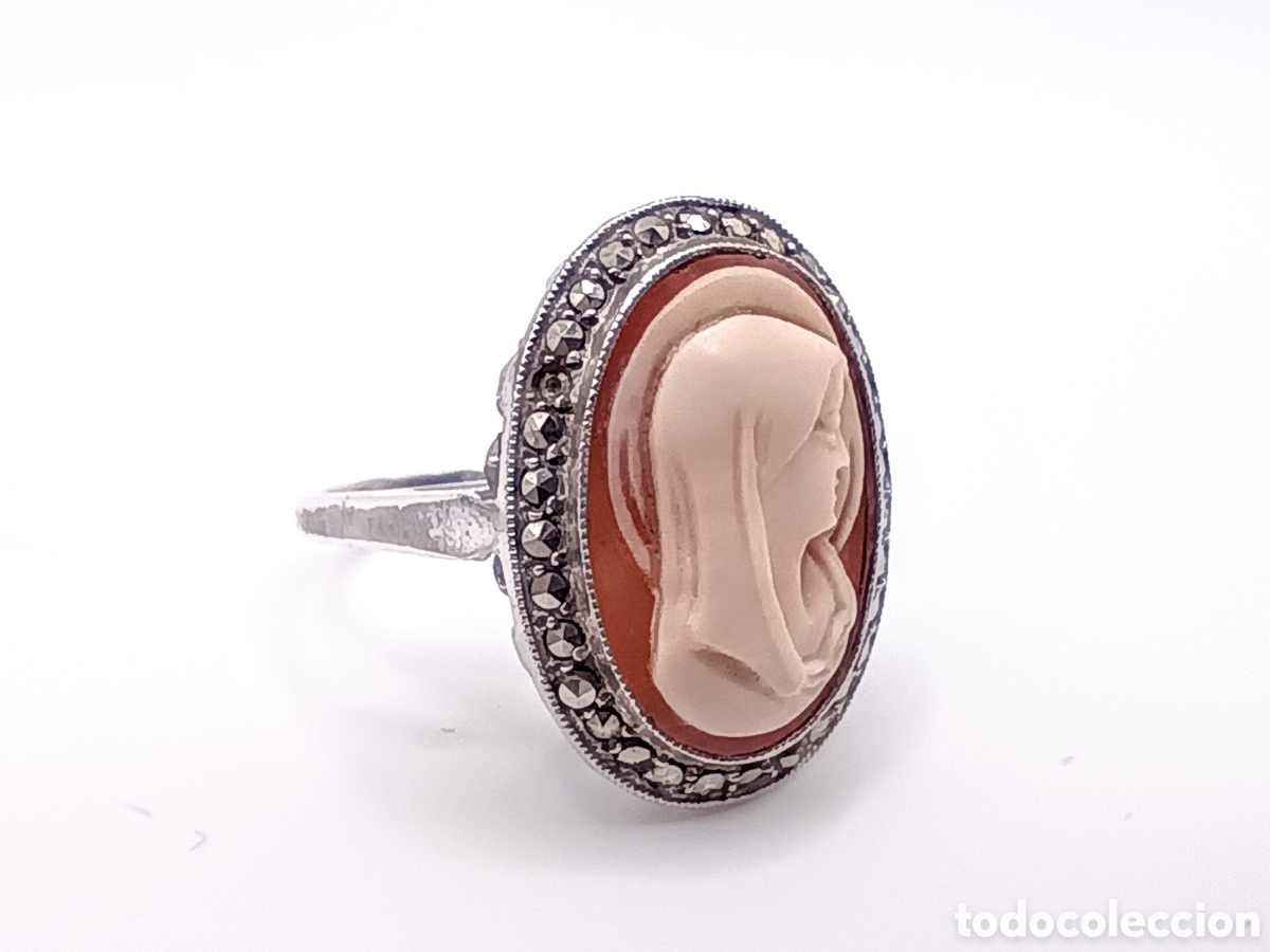 Joyeria: Camafeo anillo de la Virgen en Plata y Marcassitas