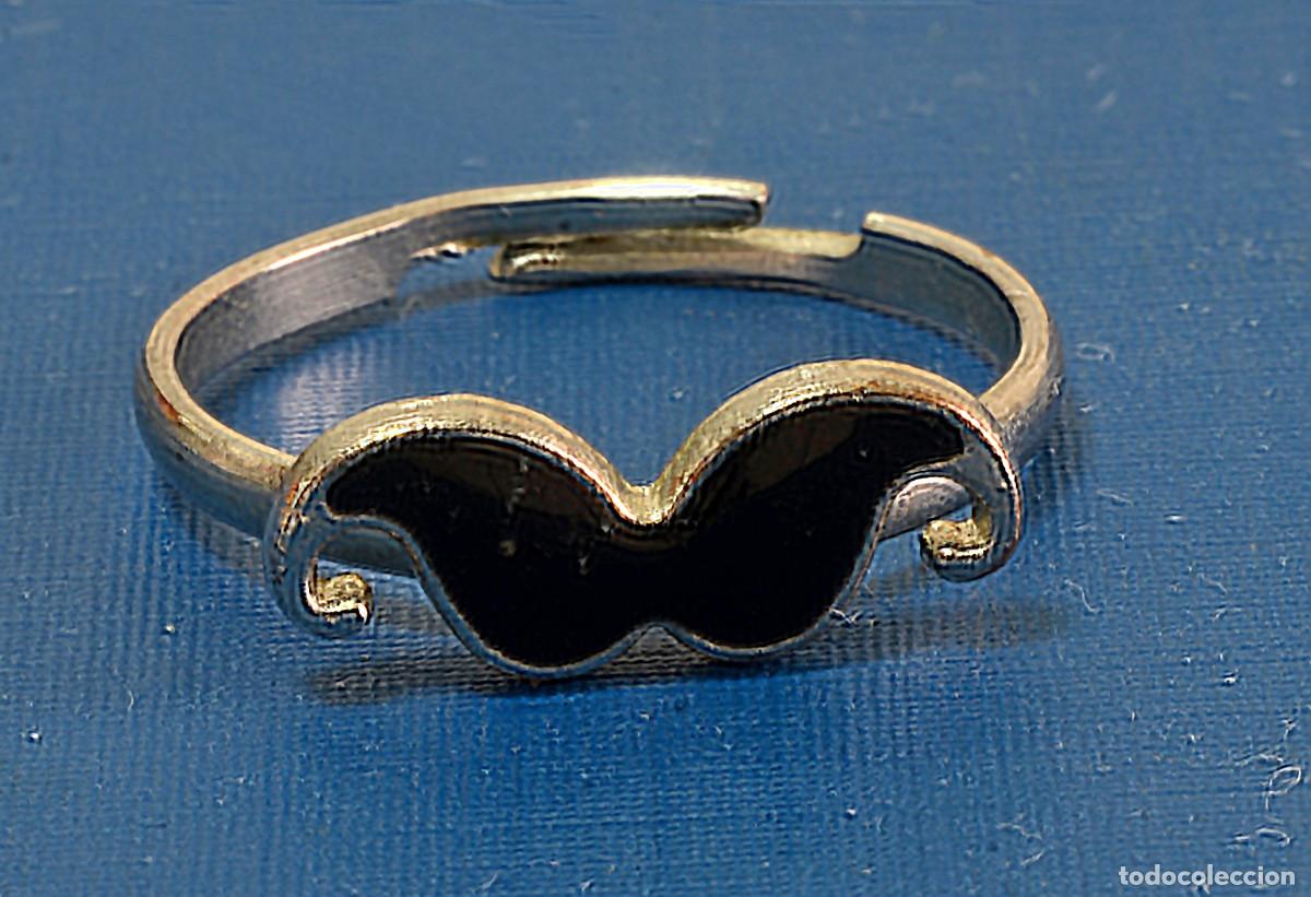 Joyeria: ANILO AJUSTABLE VINTAGE, DISE&Ntilde;O DE BIGOTE ESMALTADO EN NEGRO ESTILO HIPSTER