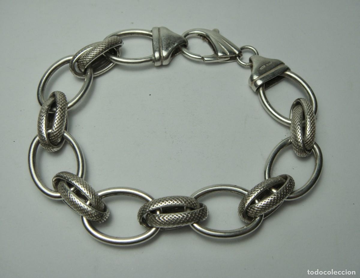 Joyeria: Pulsera de Plata de Ley 925 con Eslabones Texturizado - Foto 1