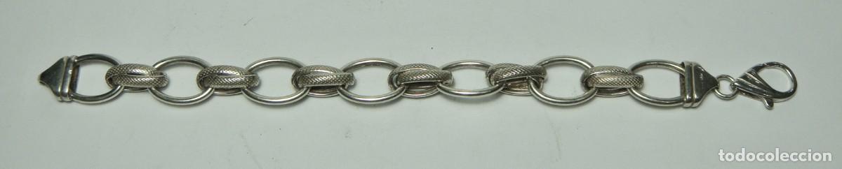 Joyeria: Pulsera de Plata de Ley 925 con Eslabones Texturizado - Foto 2