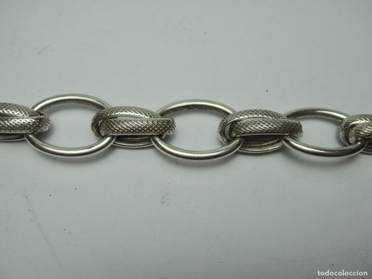 Joyeria: Pulsera de Plata de Ley 925 con Eslabones Texturizado - Foto 3