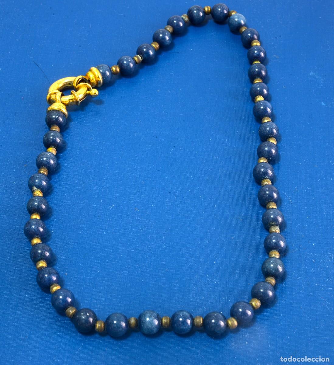 Joyeria: COLLAR VINTAGE, PERLAS DE BISUTER&Iacute;A AZULES, CIERRE DORADO